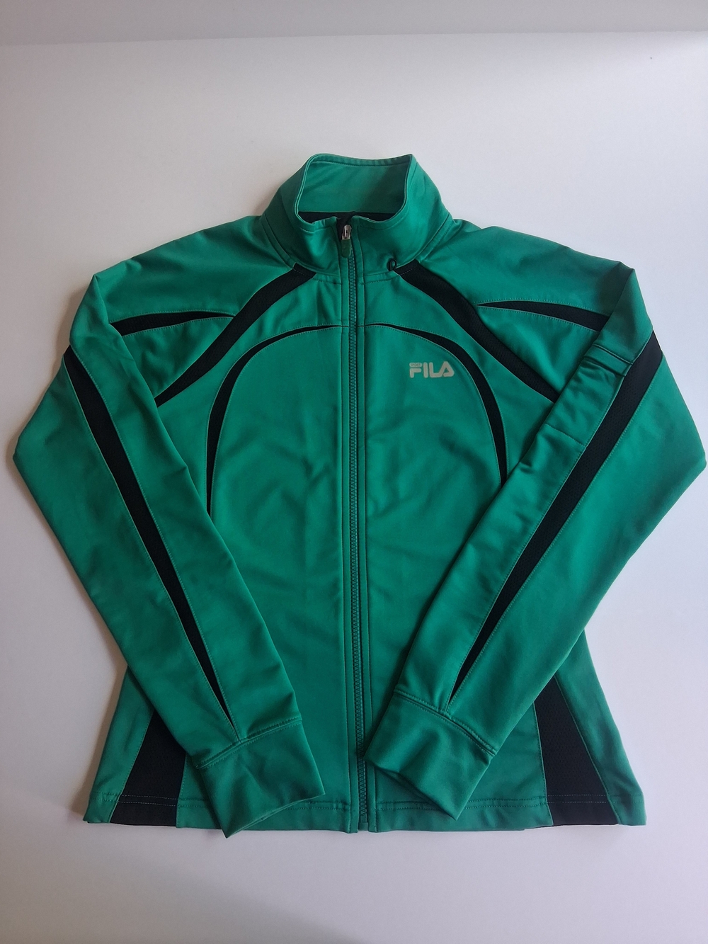 FILA Wonens M Green and Black Athletic Full-Zip Athletic Jacket Arm Pocket